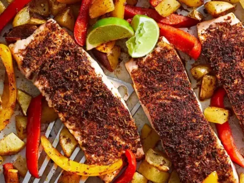 Чили Сьомга със Сладки Картофи