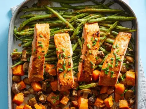 Сьомга със Зеленчуци и Бадемов Тахан