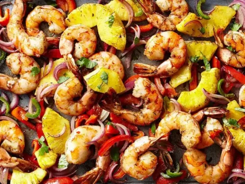 Скариди с Ананас и Зеленчуци на Фурна