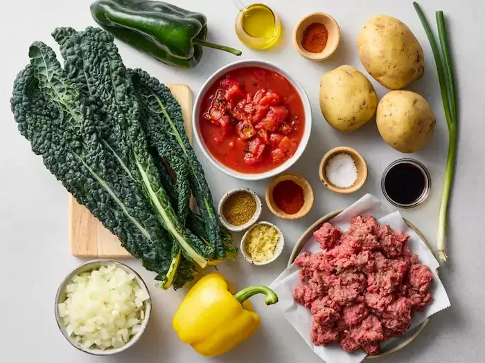 Съставки - Телешко Мляно Месо със Зеленчуци на Тиган